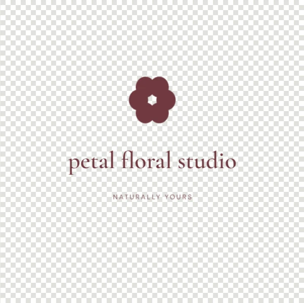 The same petal floral studio name fits inside the canvas after reducing font size to 80 pixels.