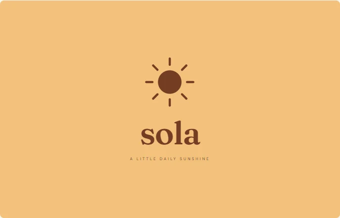 Sola uses a rounded expressive Fraunces serif wordmark.
